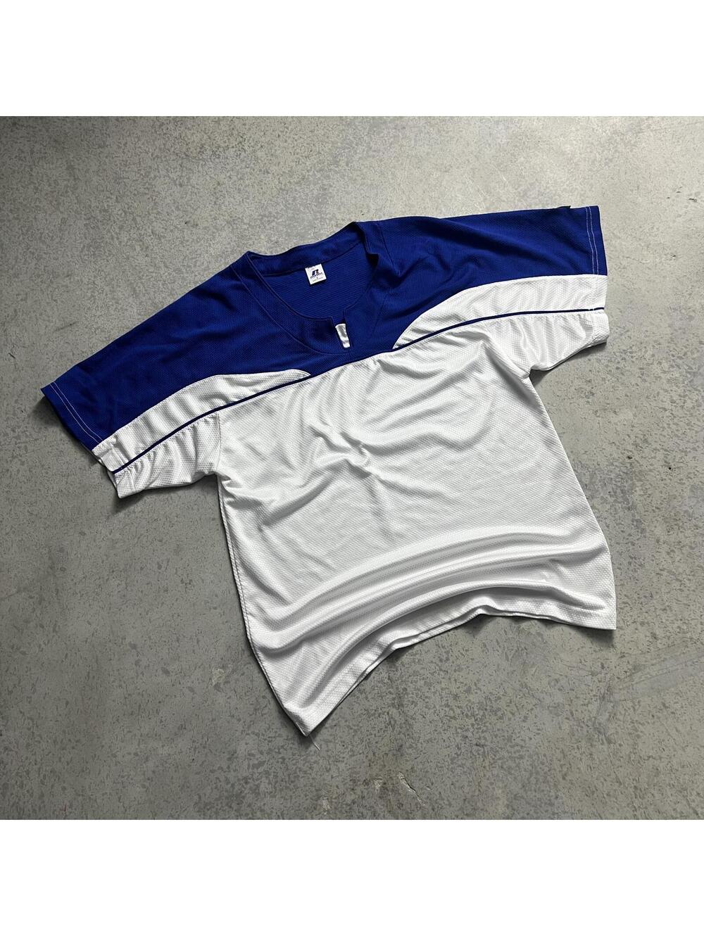 Y2K Russell Athletics Oversized Football Jersey Shirt Mens S (Fits M-L) Blue Vtg